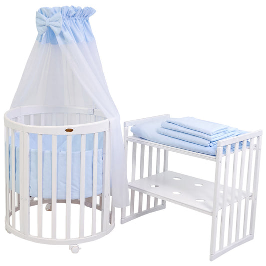 SmartGrow 7in1 Babybett - Inklusive Klassik Bettwäsche Set