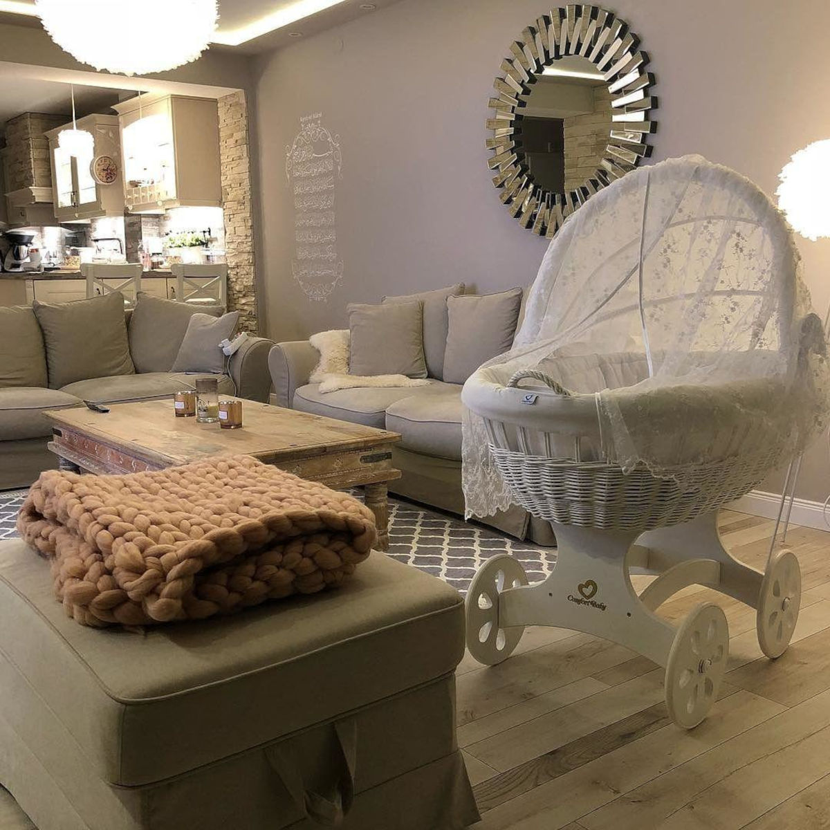 Couffin en Osier XXL Home avec Moustiquaire
